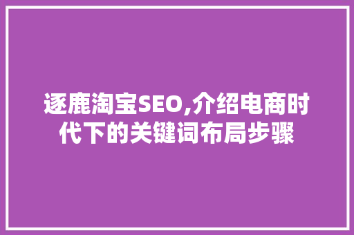 逐鹿淘宝SEO,介绍电商时代下的关键词布局步骤
