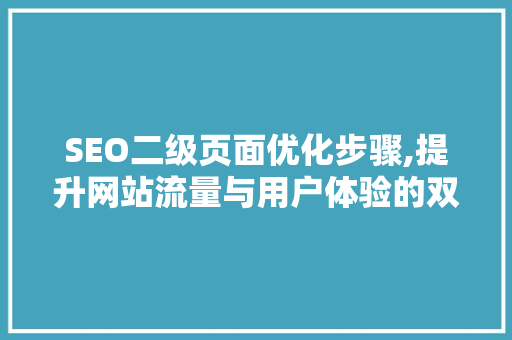 SEO二级页面优化步骤,提升网站流量与用户体验的双重之路 SEO教程