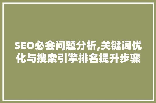 SEO必会问题分析,关键词优化与搜索引擎排名提升步骤 WordPress教程