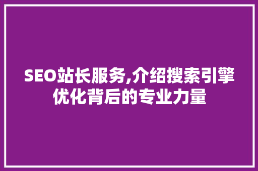 SEO站长服务,介绍搜索引擎优化背后的专业力量 友链在线