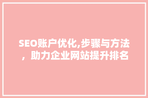 SEO账户优化,步骤与方法，助力企业网站提升排名