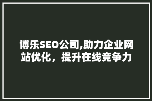 博乐SEO公司,助力企业网站优化，提升在线竞争力