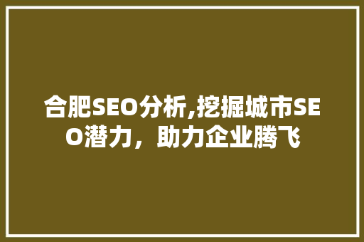 合肥SEO分析,挖掘城市SEO潜力，助力企业腾飞