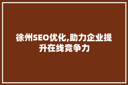 徐州SEO优化,助力企业提升在线竞争力