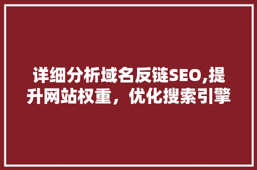 详细分析域名反链SEO,提升网站权重，优化搜索引擎排名