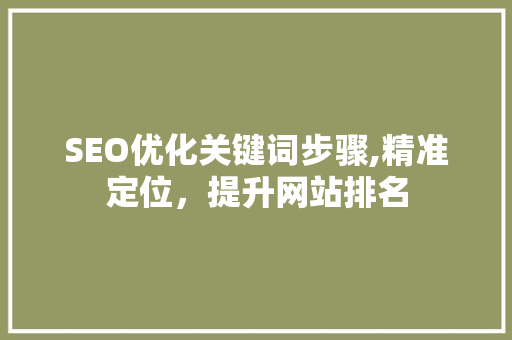 SEO优化关键词步骤,精准定位，提升网站排名 Web前端