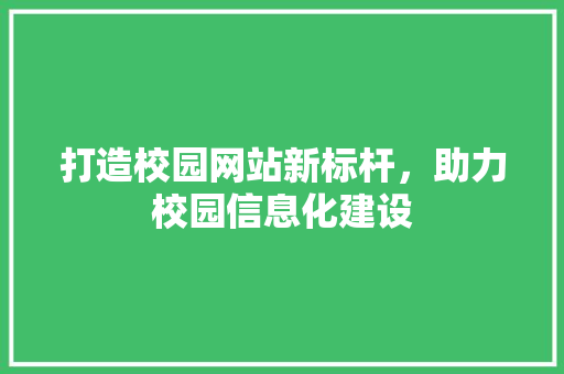 打造校园网站新标杆，助力校园信息化建设