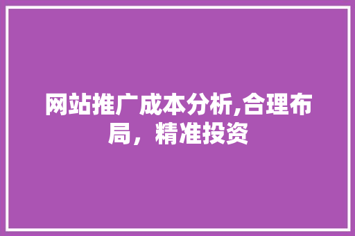 网站推广成本分析,合理布局，精准投资 Web前端