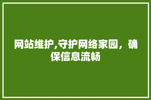 网站维护,守护网络家园，确保信息流畅