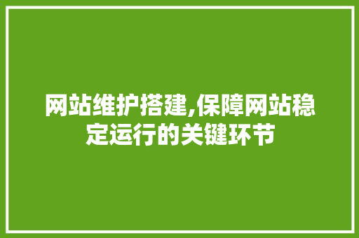 网站维护搭建,保障网站稳定运行的关键环节 SEO教程
