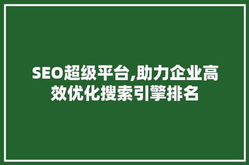 SEO超级平台,助力企业高效优化搜索引擎排名