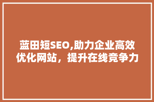 蓝田短SEO,助力企业高效优化网站，提升在线竞争力