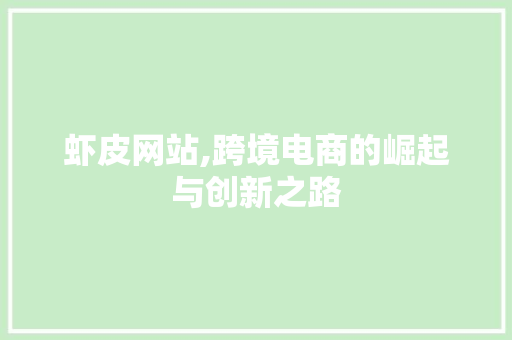 虾皮网站,跨境电商的崛起与创新之路