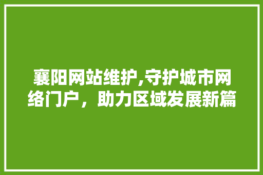 襄阳网站维护,守护城市网络门户，助力区域发展新篇章