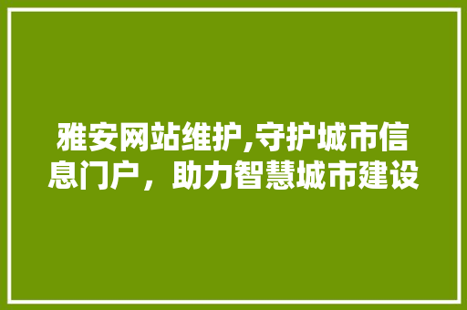 雅安网站维护,守护城市信息门户，助力智慧城市建设