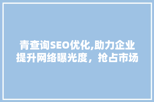 青查询SEO优化,助力企业提升网络曝光度，抢占市场先机