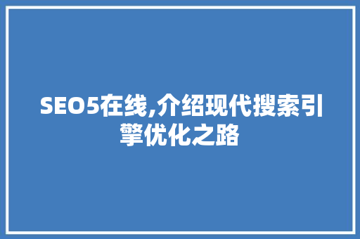 SEO5在线,介绍现代搜索引擎优化之路 Web前端
