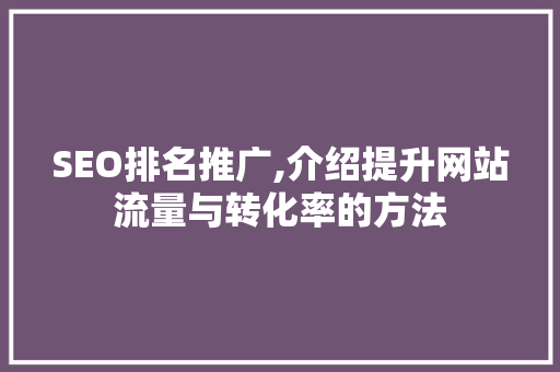 SEO排名推广,介绍提升网站流量与转化率的方法 友链在线