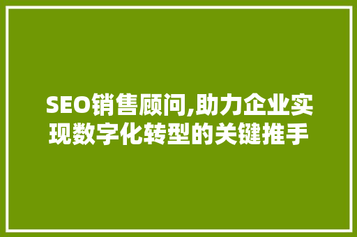 SEO销售顾问,助力企业实现数字化转型的关键推手