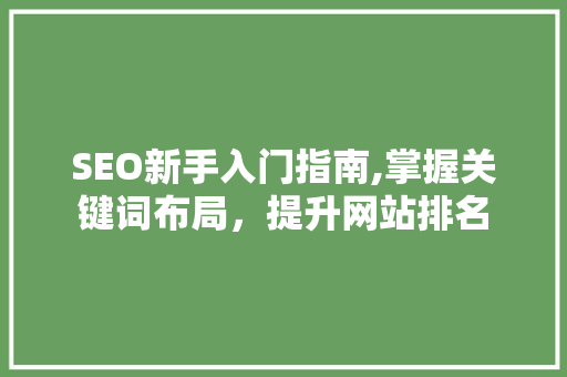 SEO新手入门指南,掌握关键词布局，提升网站排名