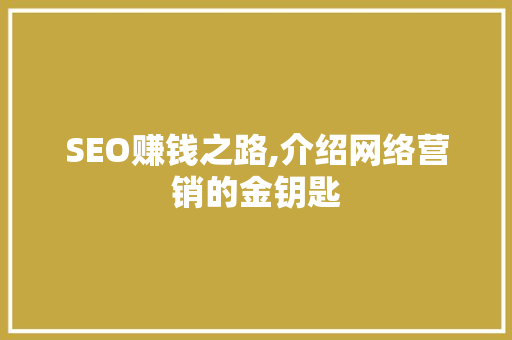 SEO赚钱之路,介绍网络营销的金钥匙