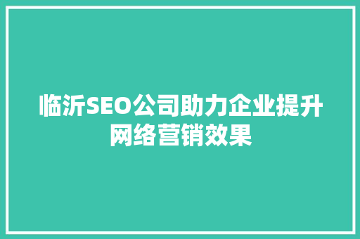 临沂SEO公司助力企业提升网络营销效果