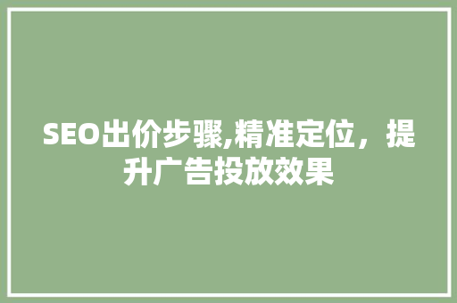 SEO出价步骤,精准定位，提升广告投放效果 建站教程