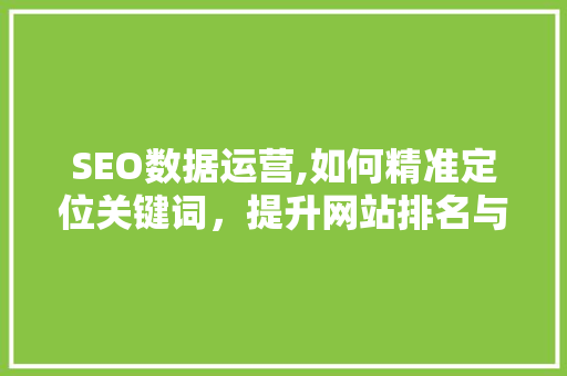 SEO数据运营,如何精准定位关键词，提升网站排名与流量