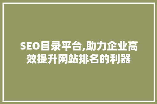 SEO目录平台,助力企业高效提升网站排名的利器 Web前端