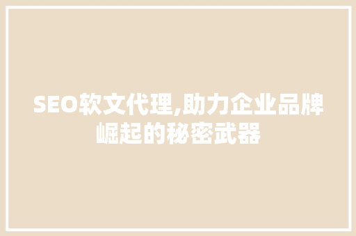 SEO软文代理,助力企业品牌崛起的秘密武器 Web前端