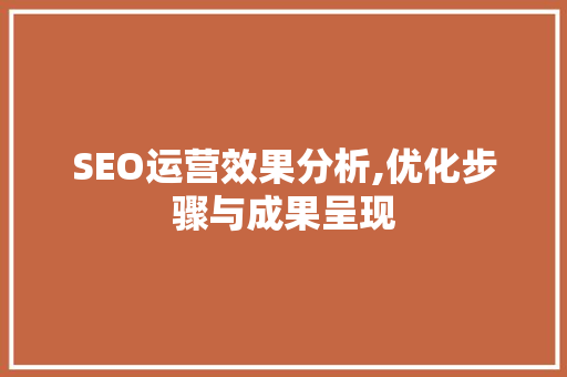 SEO运营效果分析,优化步骤与成果呈现
