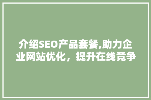 介绍SEO产品套餐,助力企业网站优化，提升在线竞争力 建站教程
