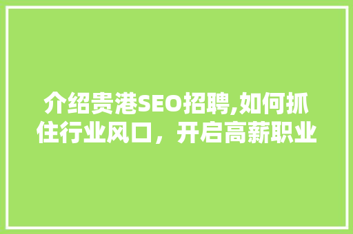 介绍贵港SEO招聘,如何抓住行业风口，开启高薪职业之路