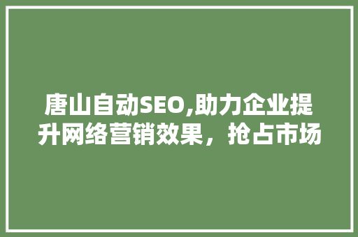 唐山自动SEO,助力企业提升网络营销效果，抢占市场先机