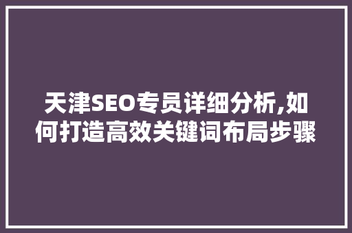 天津SEO专员详细分析,如何打造高效关键词布局步骤