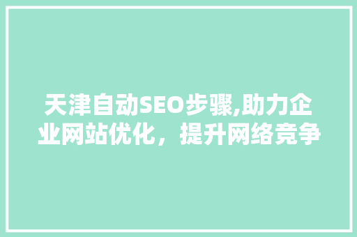 天津自动SEO步骤,助力企业网站优化，提升网络竞争力