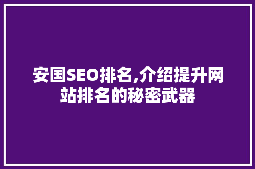 安国SEO排名,介绍提升网站排名的秘密武器