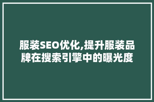 服装SEO优化,提升服装品牌在搜索引擎中的曝光度
