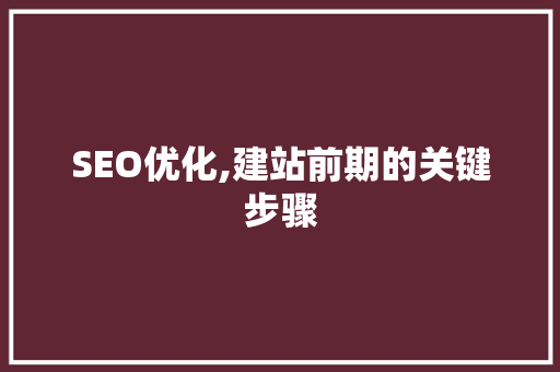 SEO优化,建站前期的关键步骤 WordPress教程