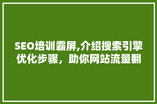 SEO培训霸屏,介绍搜索引擎优化步骤，助你网站流量翻倍！