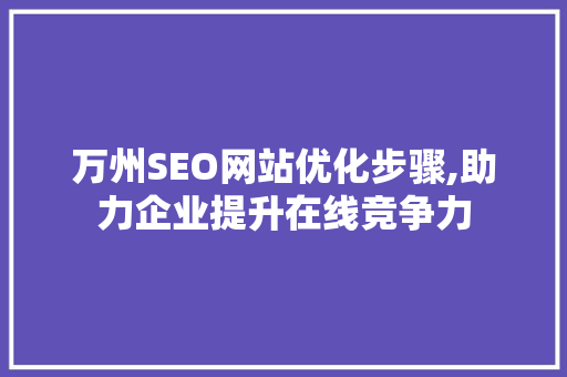 万州SEO网站优化步骤,助力企业提升在线竞争力 WordPress教程