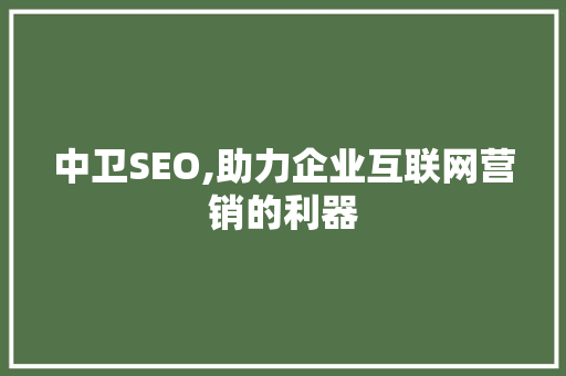 中卫SEO,助力企业互联网营销的利器 服务器/数据库