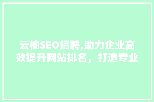 云柚SEO招聘,助力企业高效提升网站排名，打造专业SEO团队 建站教程