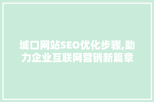 城口网站SEO优化步骤,助力企业互联网营销新篇章