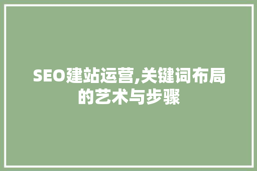 SEO建站运营,关键词布局的艺术与步骤 服务器/数据库