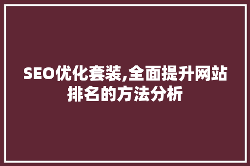 SEO优化套装,全面提升网站排名的方法分析