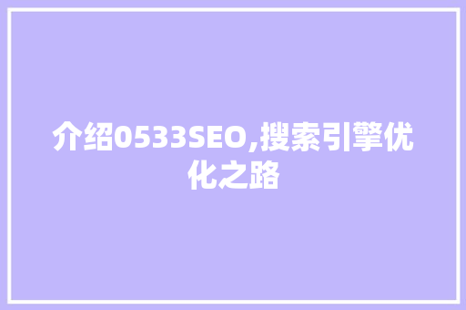 介绍0533SEO,搜索引擎优化之路