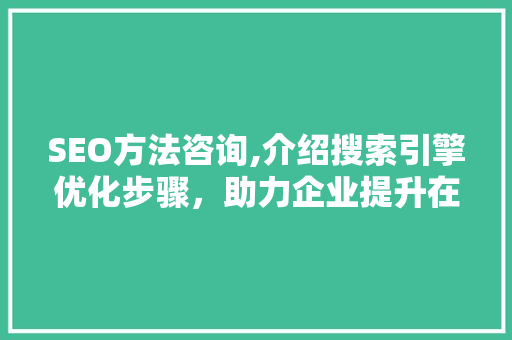 SEO方法咨询,介绍搜索引擎优化步骤，助力企业提升在线竞争力 WordPress教程