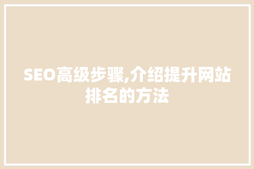 SEO高级步骤,介绍提升网站排名的方法