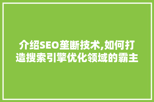 介绍SEO垄断技术,如何打造搜索引擎优化领域的霸主 服务器/数据库